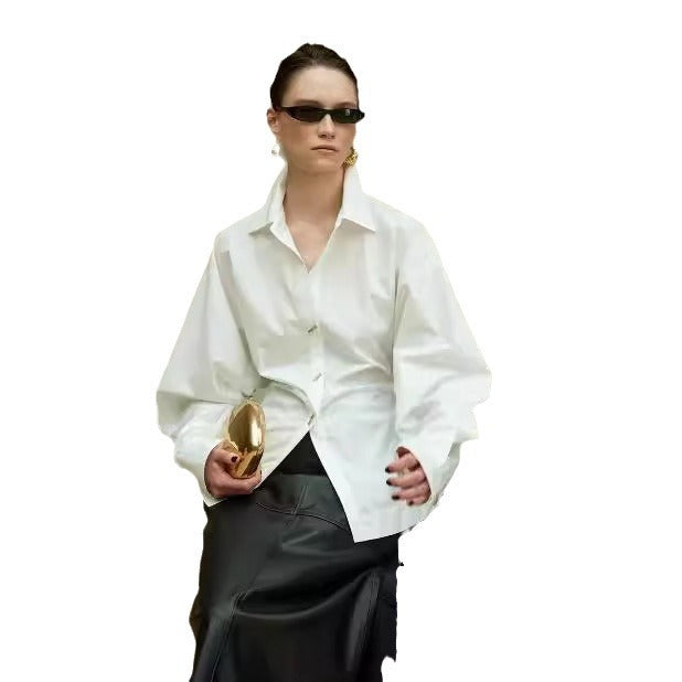 Damen Bluse Voluminöse Ärmel Raffinierte Knöpfe Eveloria