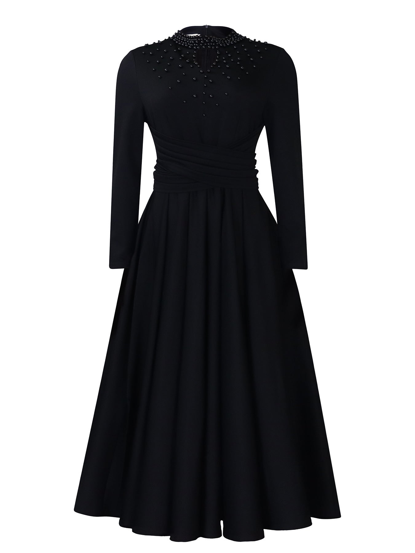 Damen Maxikleid mit Perlenverzierung Tailliert Eveloria