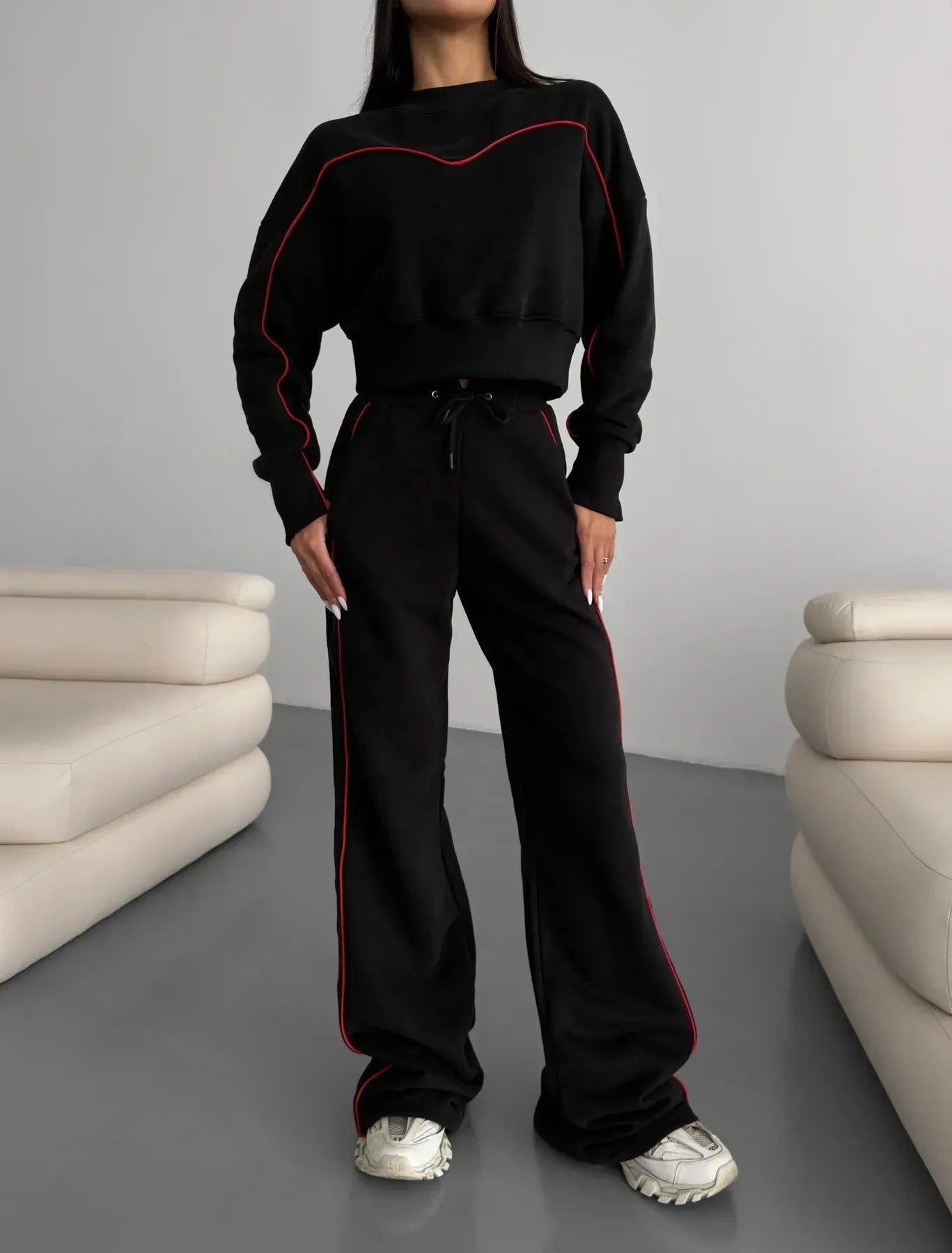 Damen Sportliches Lounge-Set Weites Design Seitenstreifen