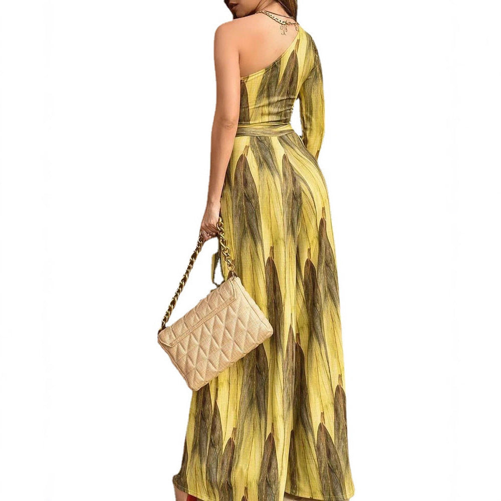 Damen Jumpsuit Asymmetrisch Floraler Druck