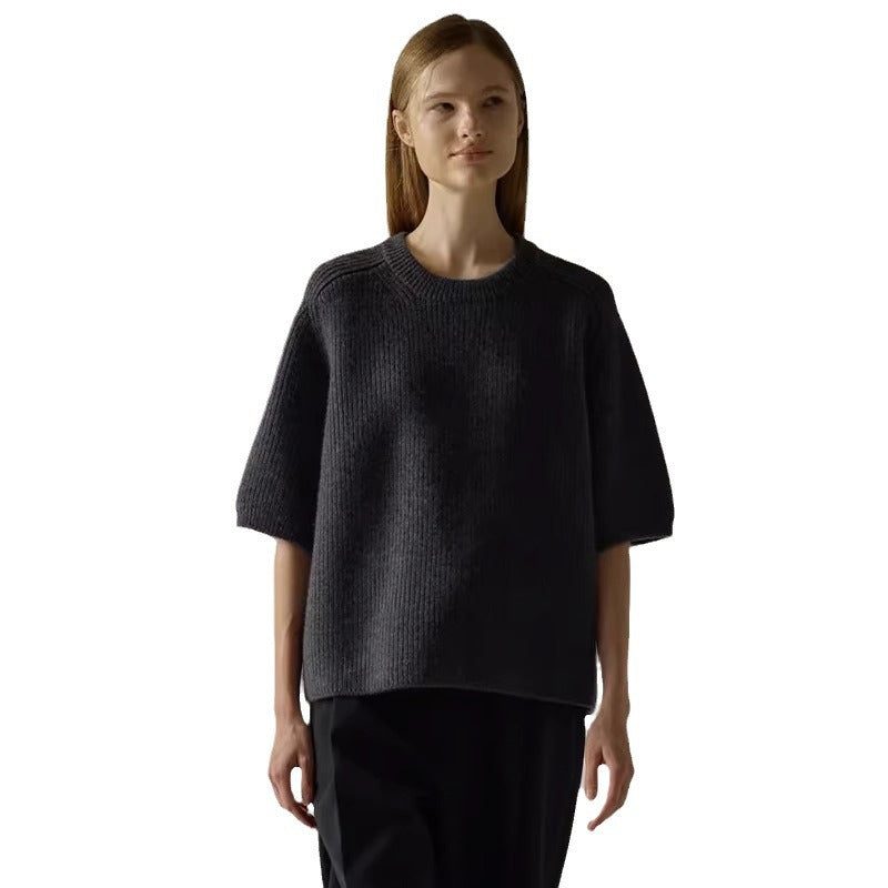 Damen Strickpullover Kurzärmelig Weich Eveloria