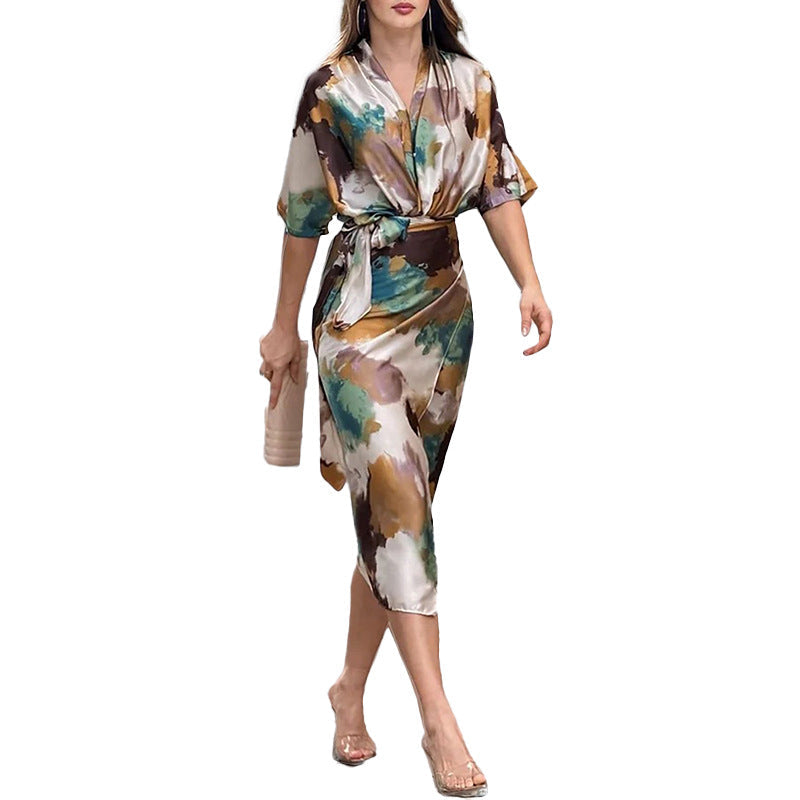 Damen Umstands-Kleid Wickel-Design Eleganter Schnitt