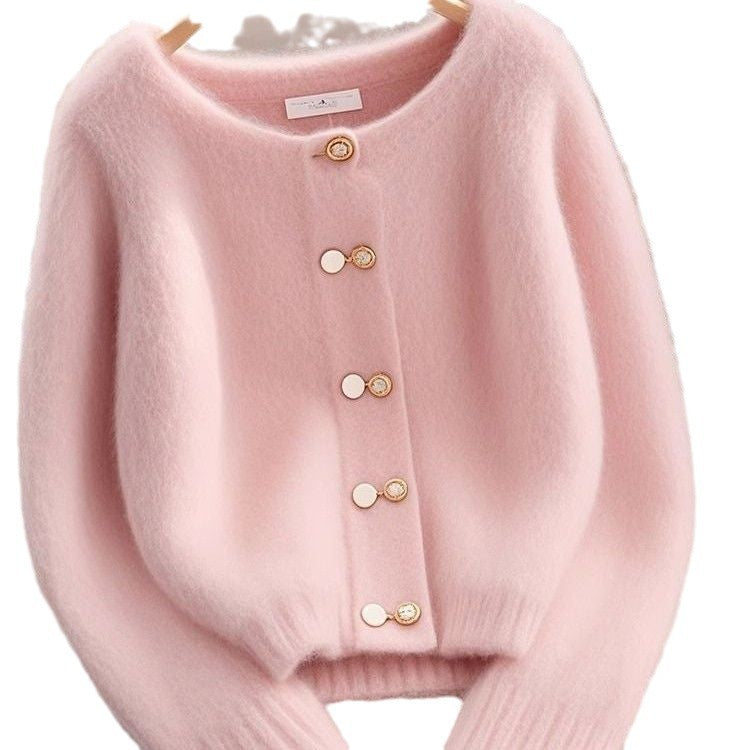 Damen Strickjacke Kuschelig Mit Goldenen Knöpfen