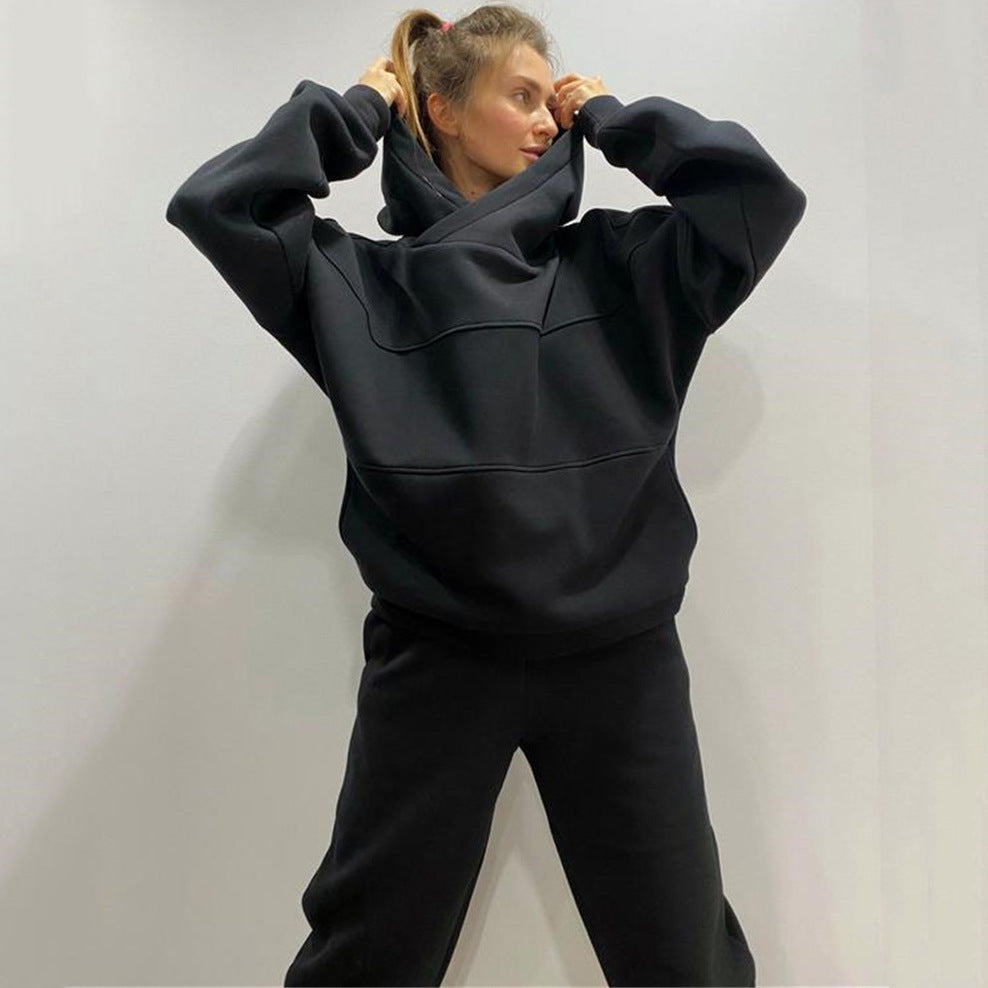 Damen Hoodie Jogginghose Set Weite Passform Bequem