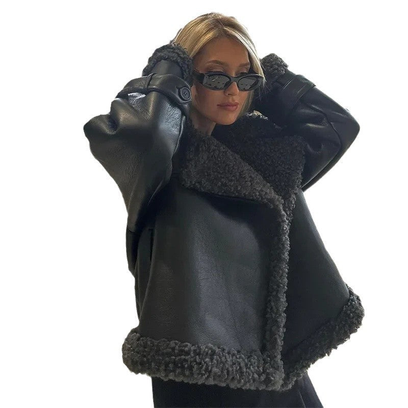 Damen Winterjacke Kunstfellkragen Eveloria