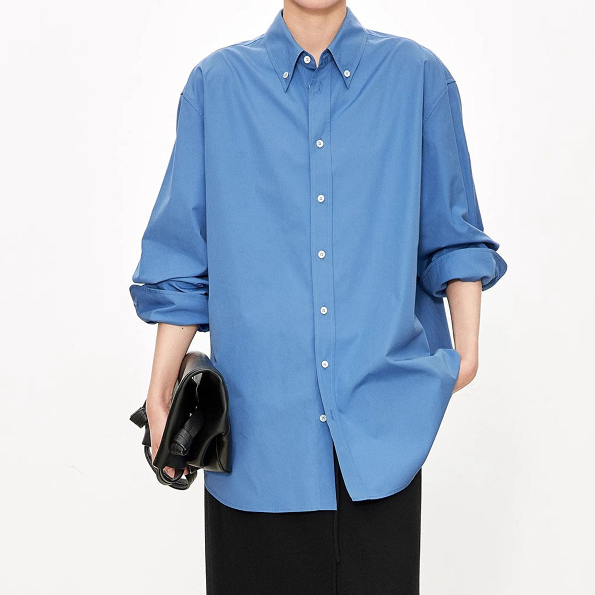 Damen Oversized Bluse Klassische Knöpfe Elegantes Design