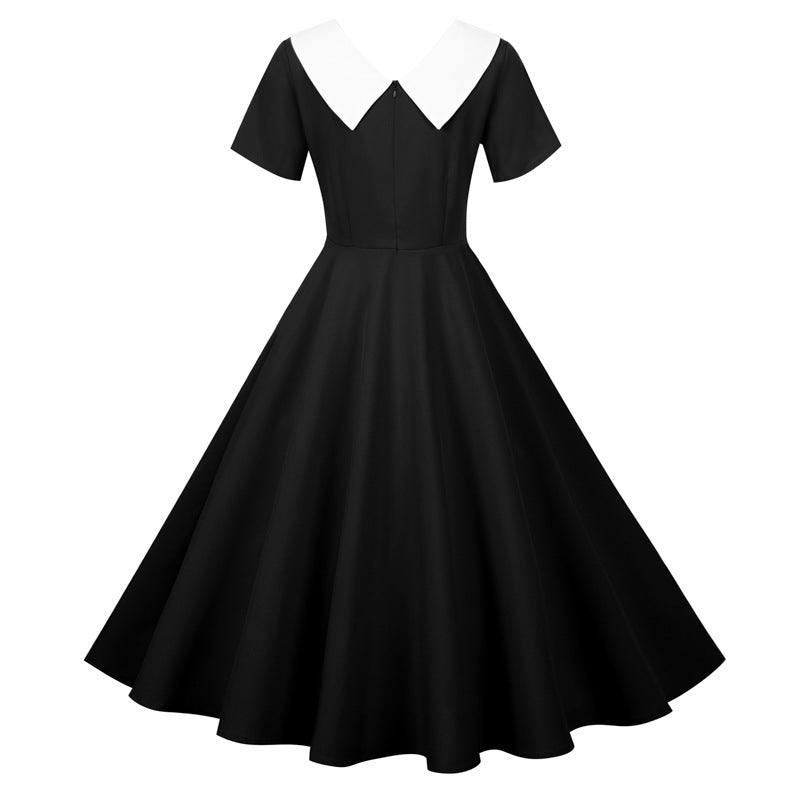 Damen Swingkleid Elegant Kragen Schwingrock Eveloria