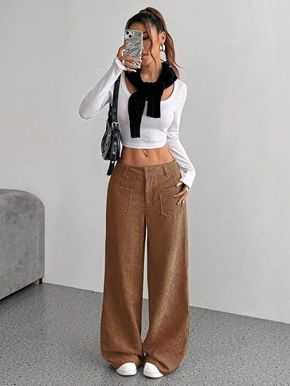 Damen Cordhose Weit Bequem Eveloria