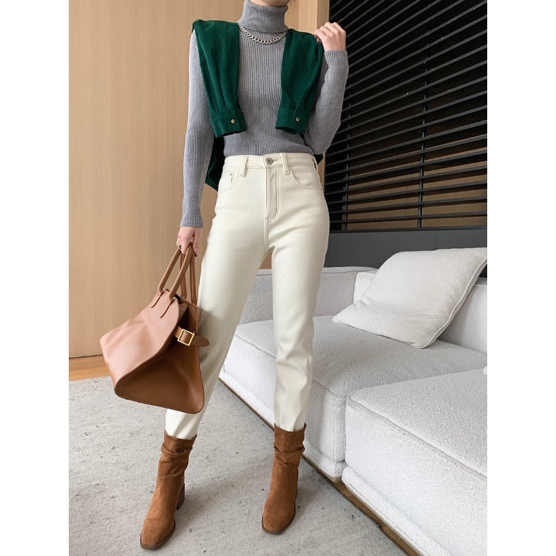 Damen Strickjacke Gestreift Hochkragen Praktische Taschen