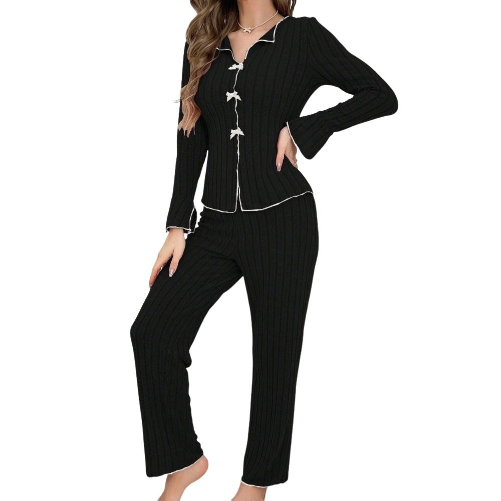 Damen Schlafanzug Set Feines Jersey Eleganter Schnitt Anthrazit