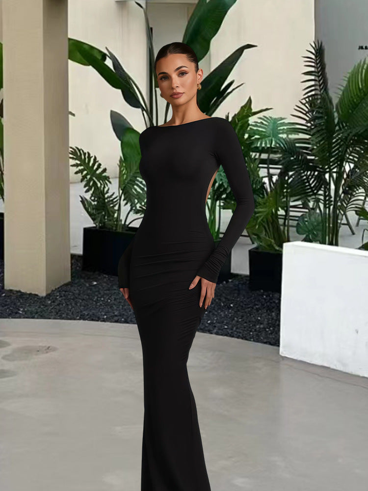 Eveloria Damen Abendkleid Figurbetont Langer Ärmel