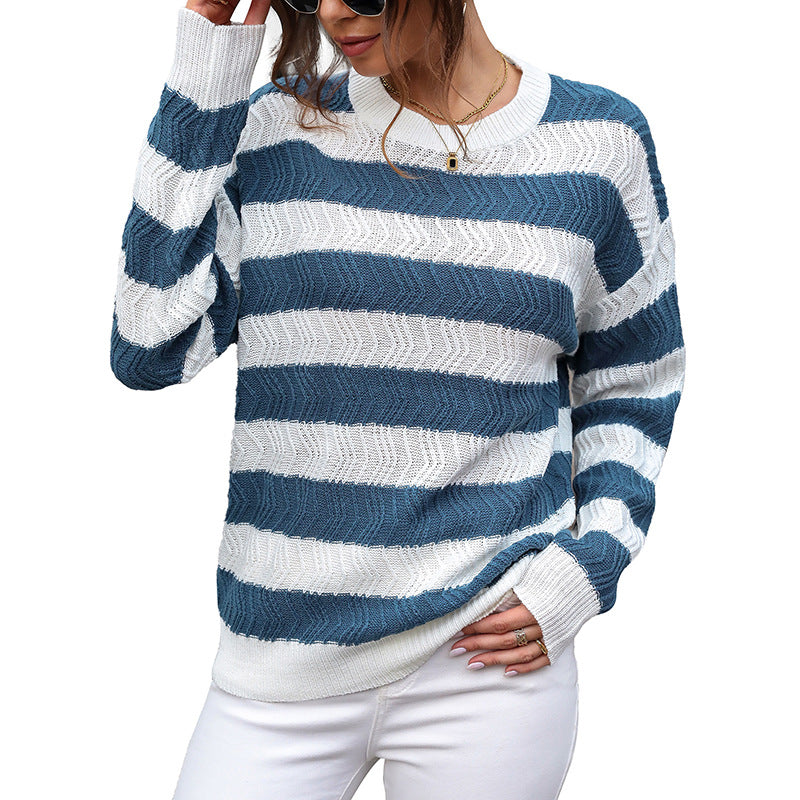 Damen Strickpullover Modern Streifen Lässig