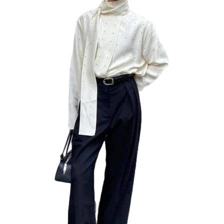 Damen Bluse Puntmuster mit Schleife Eveloria