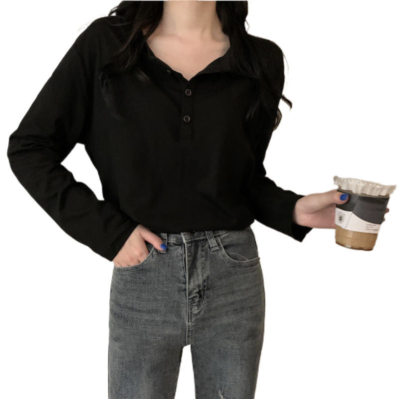 Damen Langarmshirt mit Kragen und Knopfleiste Modern Eveloria