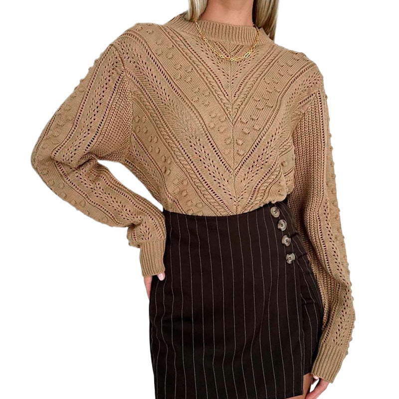 Damen Strickpullover Häkelmuster Eveloria