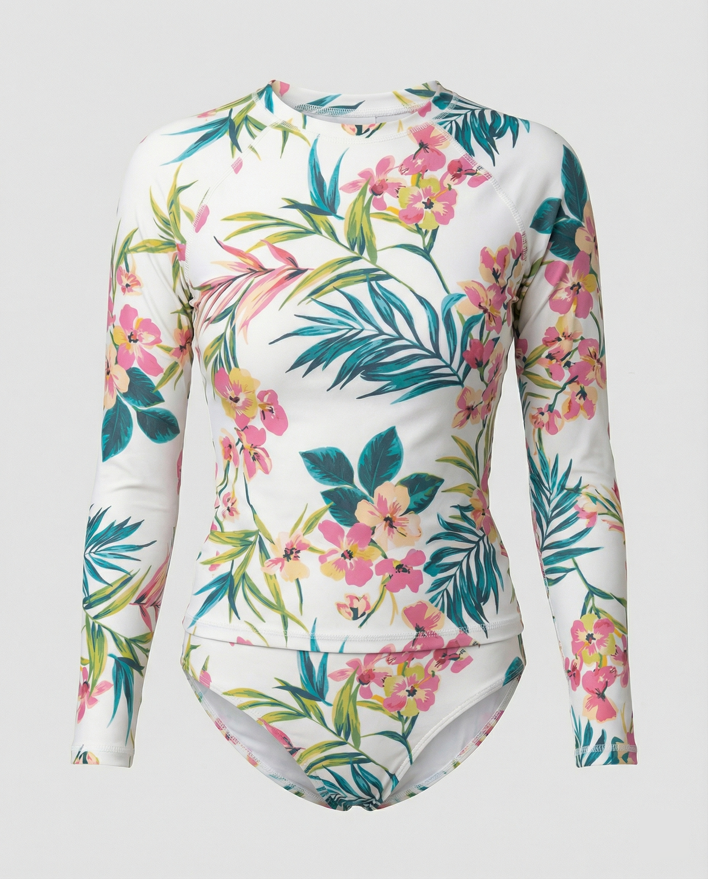 Damen Rashguard Bikini Set Langarm Florales Design