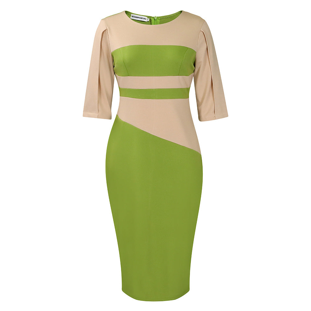 Damen Midi-Kleid Asymmetrisch ¾-Ärmel Elegantes Design