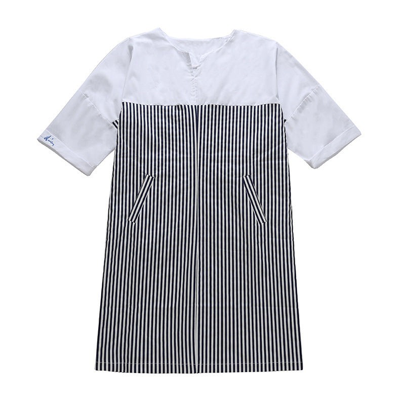 Damen Hemdkleid Gestreift Kurzärmelig