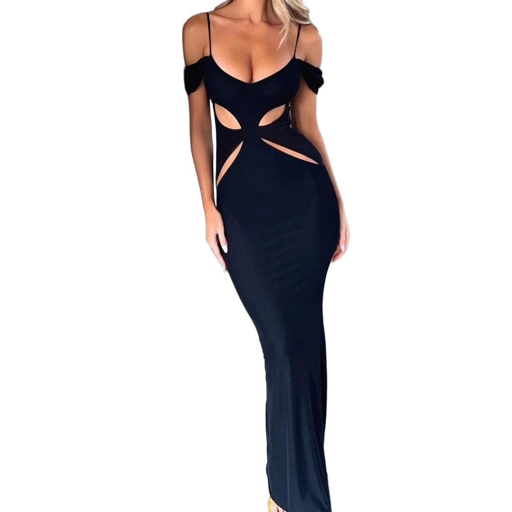 Damen Maxikleid mit Cut-Out und Schulterdetails Eveloria