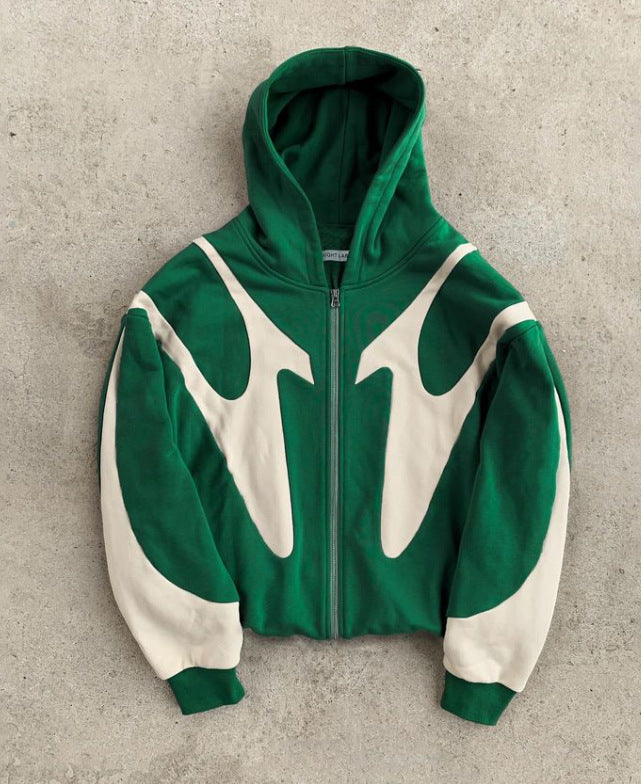 Damen Kapuzenpullover Kontrastfarben Moderner Schnitt Grau