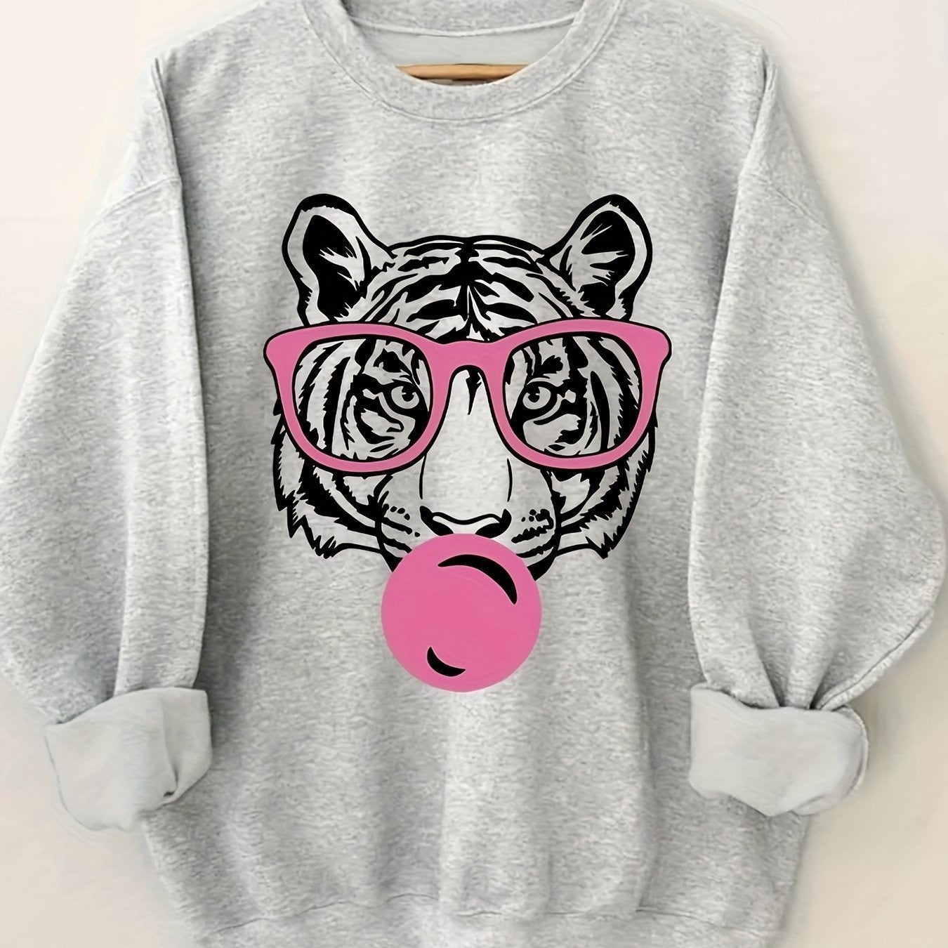 Damen Sweatshirt Tiger-Design Lässiger Schnitt Eveloria