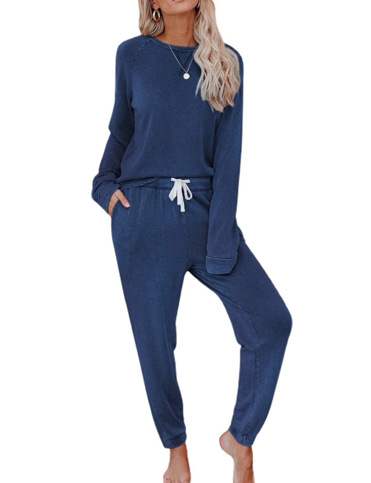 Damen Lounge-Set Oversized-Pullover und Hose Bequem Grau Eveloria