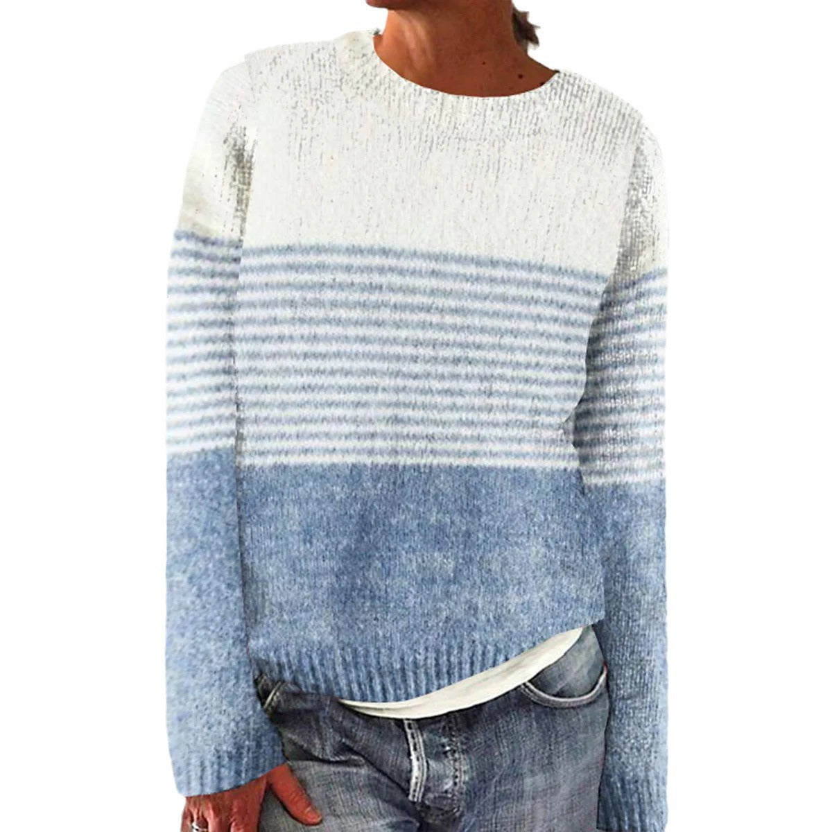 Damen Pullover Streifenmuster Weiches Material Eveloria