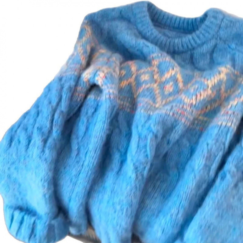 Damen Grobstrickpullover Weiches Material Nordisches Muster Eveloria