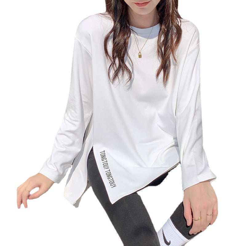 Damen Longsleeve-Shirt Asymmetrisch Baumwolle Eveloria