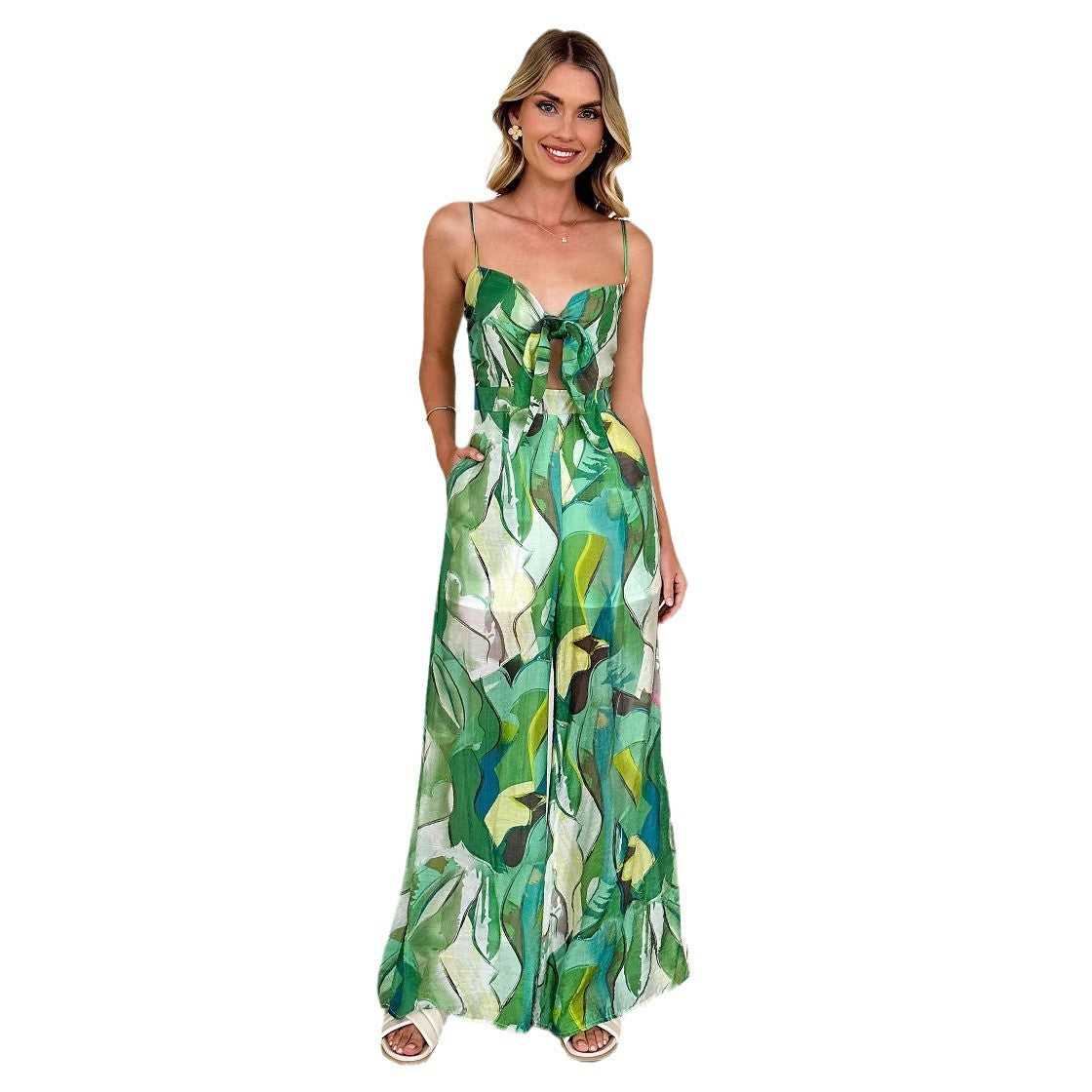Damen Jumpsuit mit Knotendetail und Taschen Eveloria