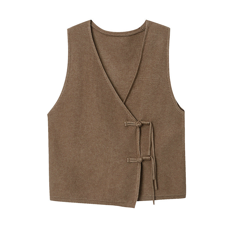 Damen Weste mit Taschen und Bindegürtel Elegantes Design Eveloria