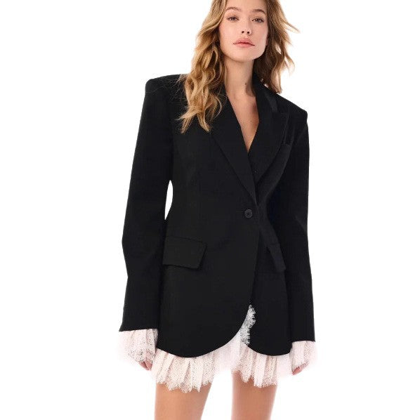 Damen Oversized Blazer Spitze Details Eveloria