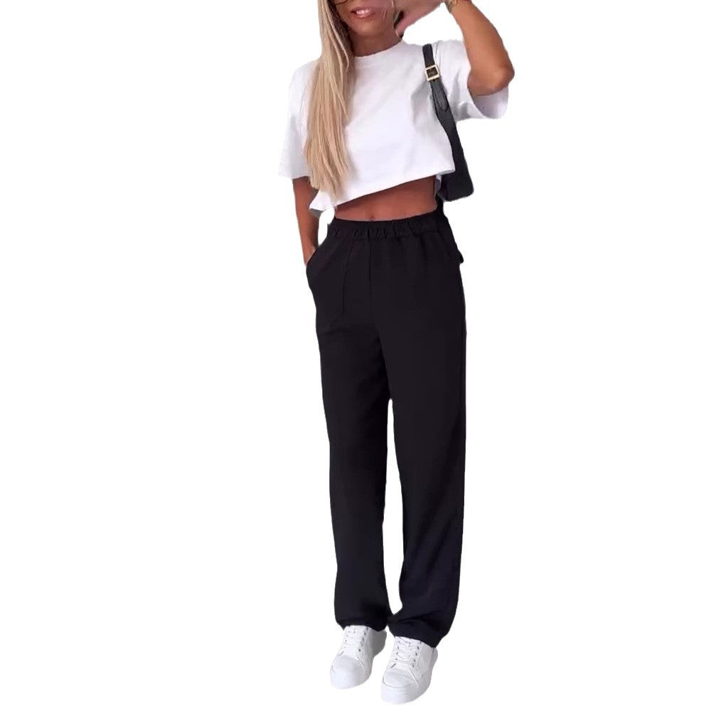 Damen Cargohose Elastischer Bund Praktische Klappen Beige