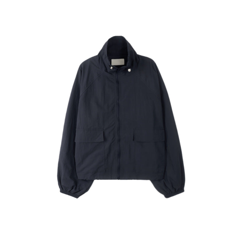 Damen Übergangsjacke Sportlich Hochkragen Praktische Taschen