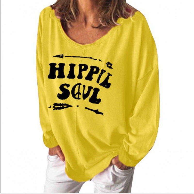 Damen Sweatshirt Hippie-Print Weit Schnitt