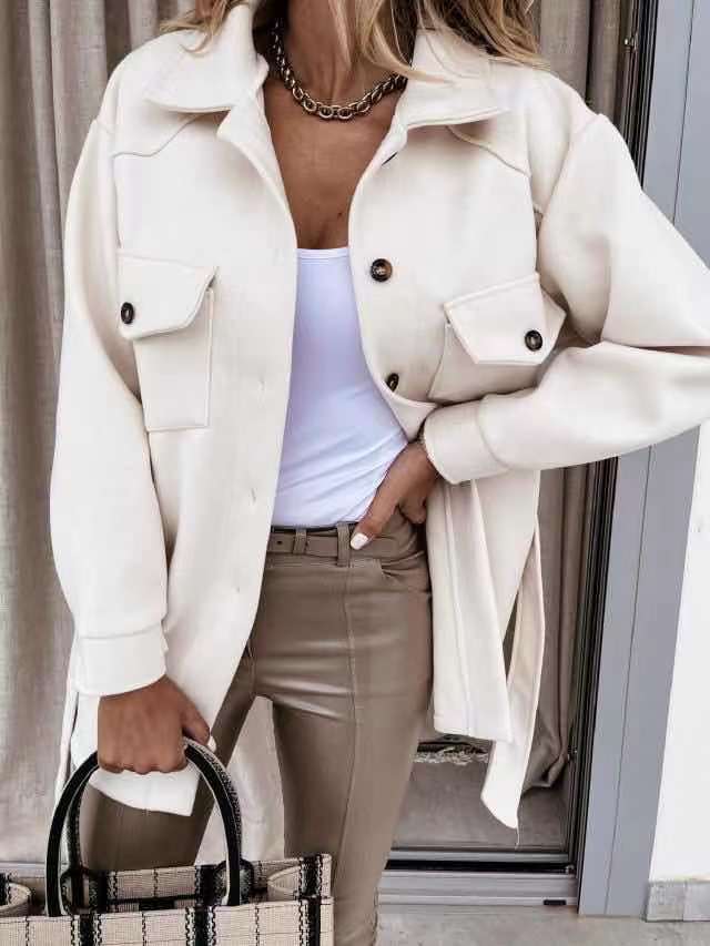Damen Modische Jacke Lässiger Schnitt Praktische Taschen Eveloria