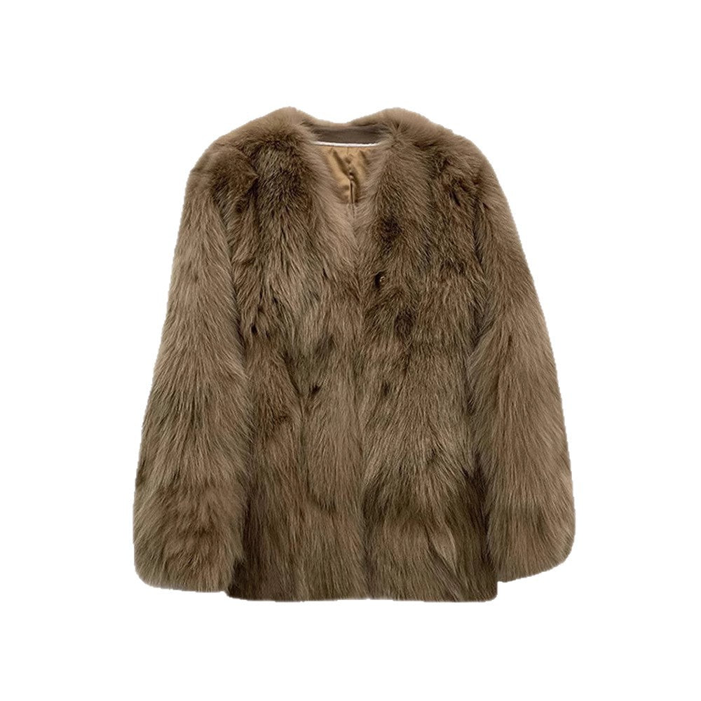 Damen Kunstpelzjacke Elegant Knopfdetails Eveloria