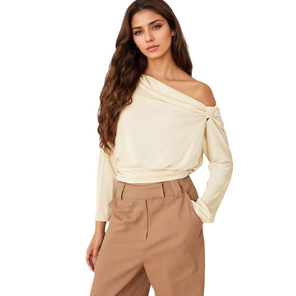 Damen Off-Shoulder- Drapiertes Design Raffung Eveloria