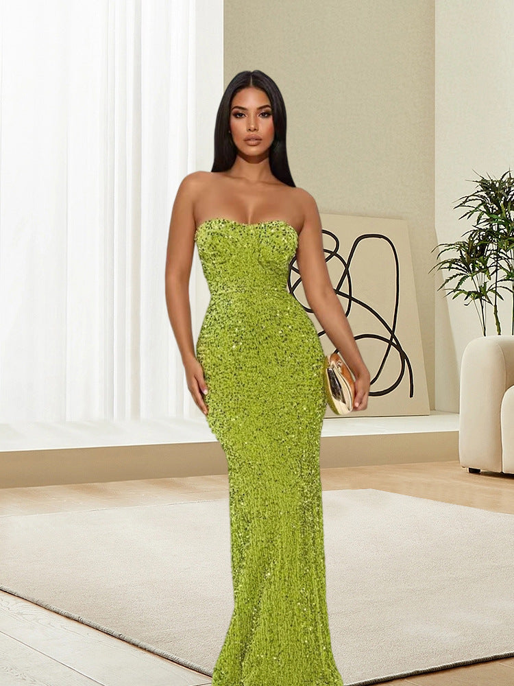 Damen Glitzerndes Abendkleid mit Bustier-Oberteil und schmalem Schnitt