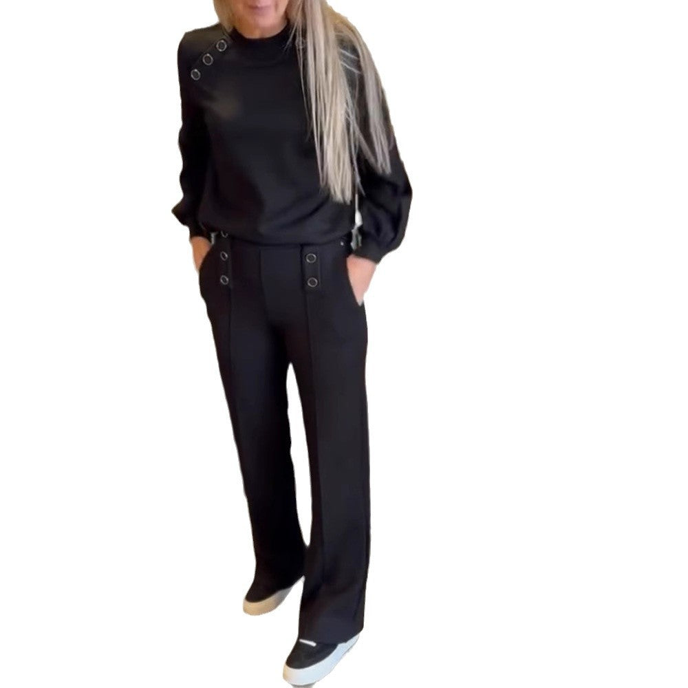 Damen Sweatshirt Set Hochtaillige Hosen Eveloria