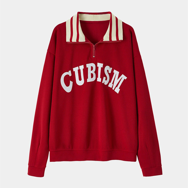Damen Sportpullover Kontrastkragen Eveloria