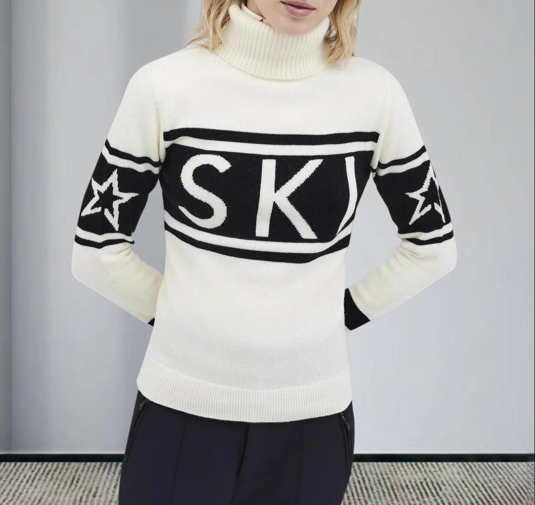 Damen Sportpullover Hochkragen Ski-Design Eveloria