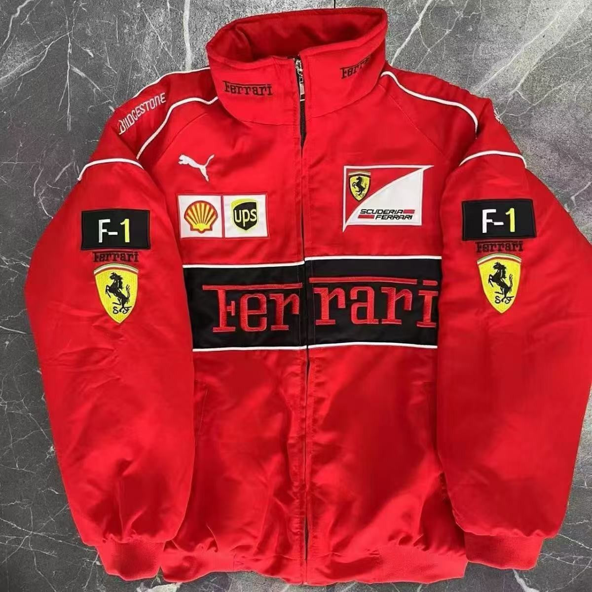 Herren Rennsportjacke Retro Logos Leder