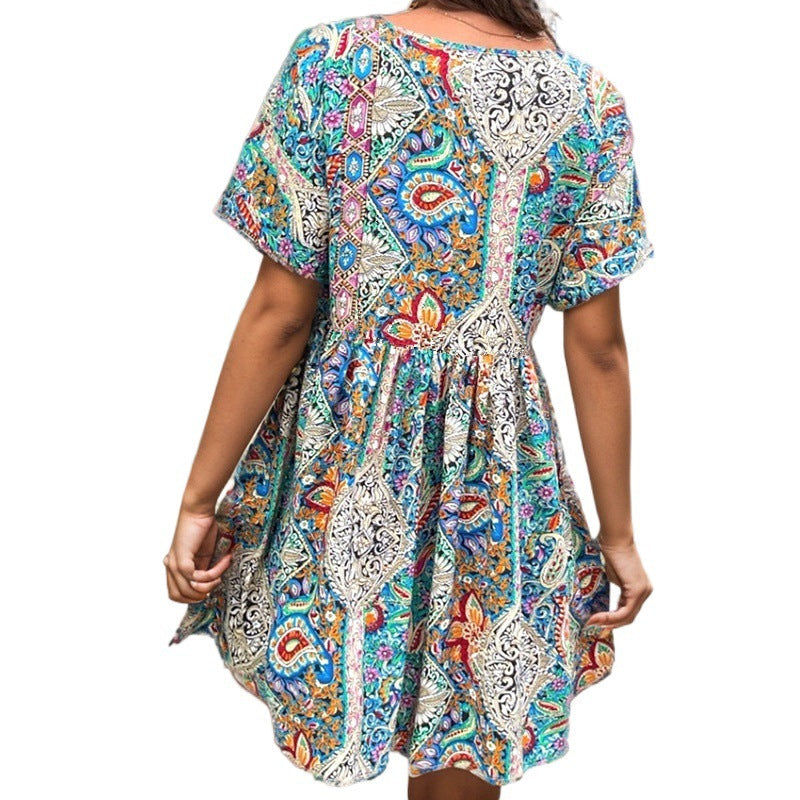 Damen Sommerkleid Floralmuster Leicht Locker Eveloria