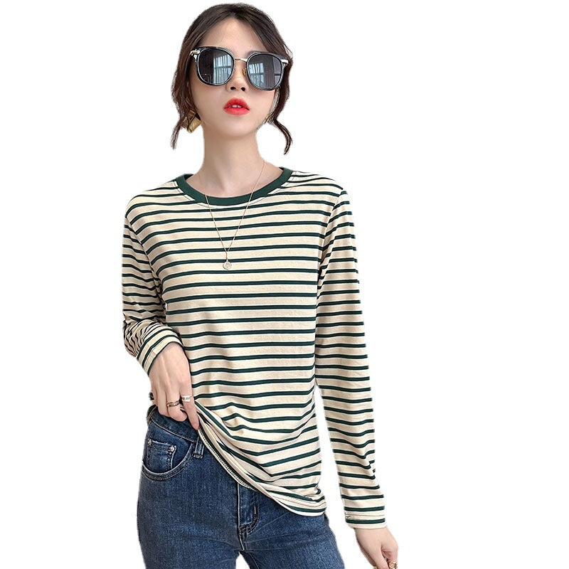 Damen Longsleeve-Shirt Gestreift Rundhalsausschnitt Eveloria