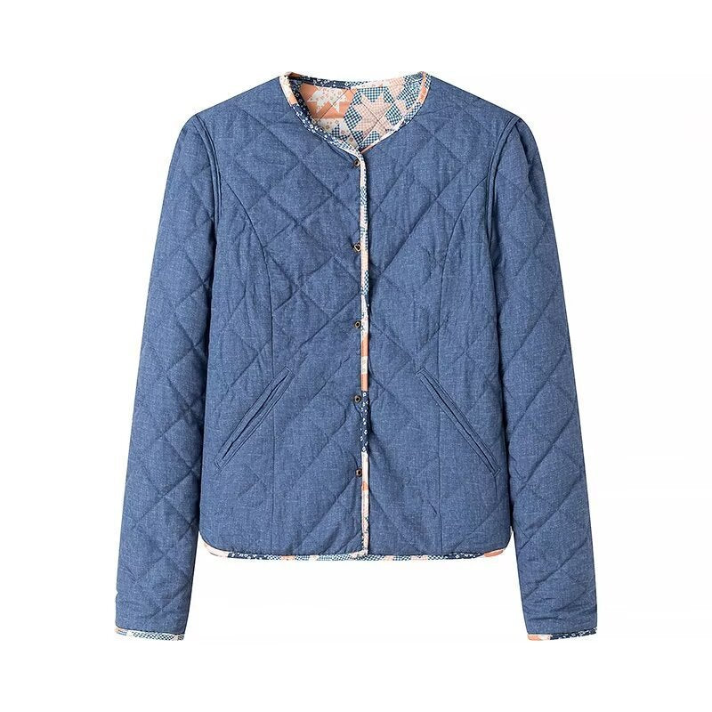 Damen Steppjacke Floralmuster Praktische Taschen Eveloria