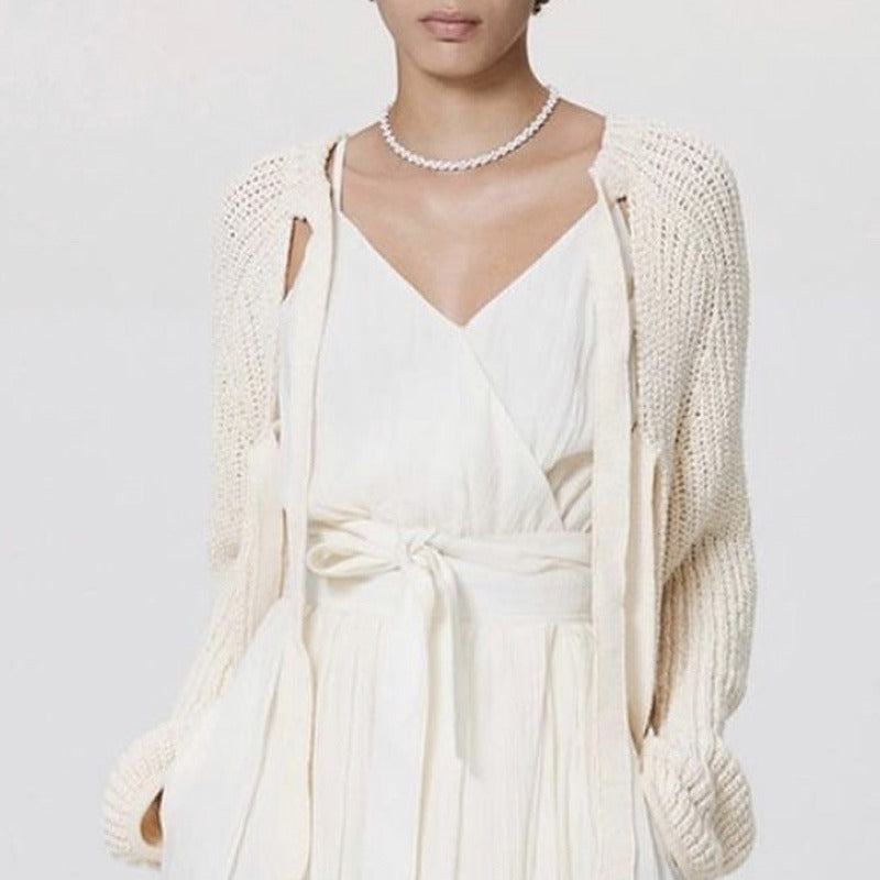 Damen Strickcardigan Luftig Offener Schnitt Beige