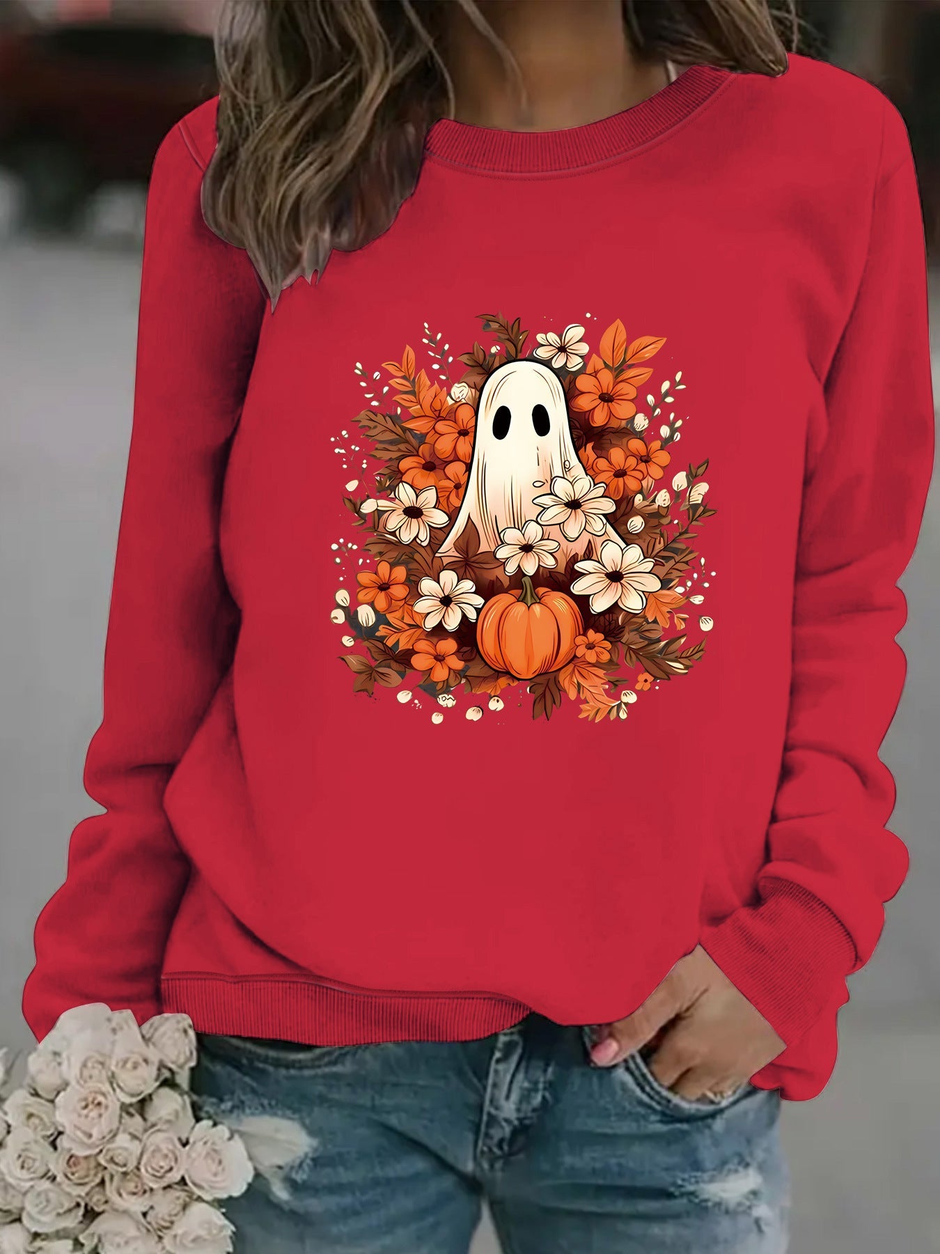 Damen Sweatshirt Herbstmotiv Gruselig Eveloria