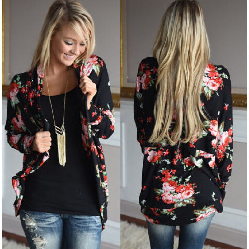 Damen Langarmshirt Floralmuster Lässiger Schnitt
