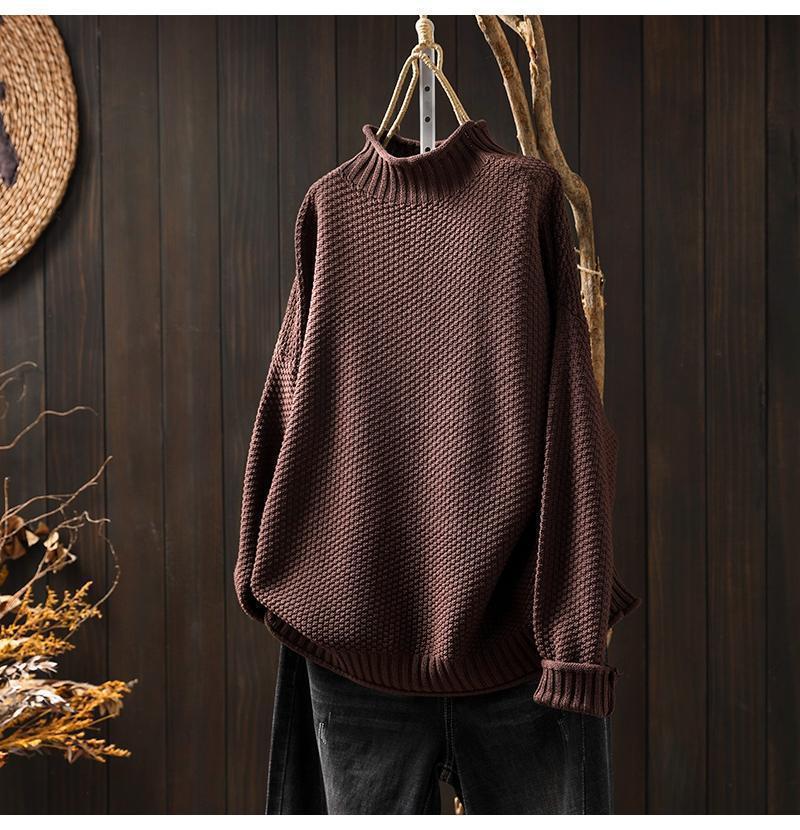 Eveloria Damen Übergroßer Pullover Waffelstrick Stehkragen